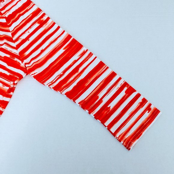 PECK & PECK Women's 3/4 Sleeve Pull-on Top Size M Orange & White NWOT - Picture 3 of 4